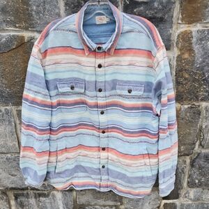 Faherty Men's Pastel Striped Shirt Jacket XXL